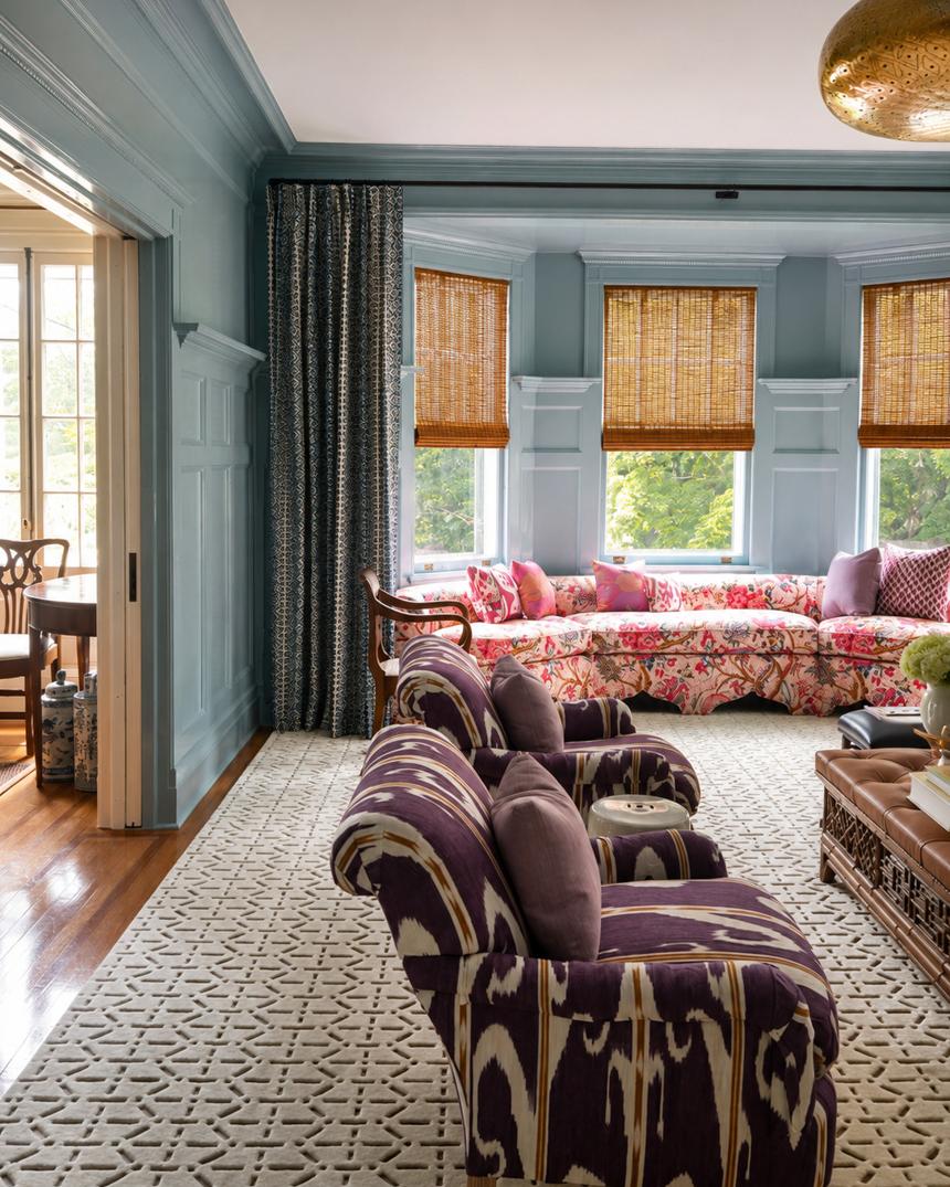 Queen Anne — panelled sitting room of a Greenwich, Connecticut residence